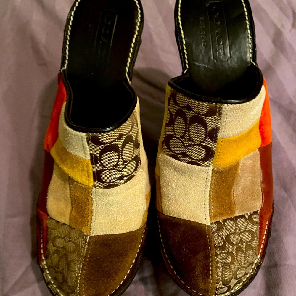 Coach patchwork mules
